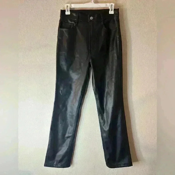 7 for all mankind VEGAN FAUX LEATHER EASY SLIM PANT IN BLACK Sz. 28 - Picture 2 of 7